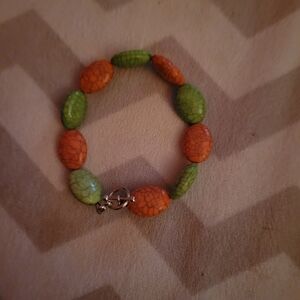 Green and Pink Beaded Bracelet